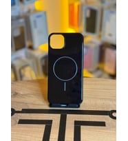 iPhone 14 Plus / 15 Plus Uyumlu İçi Kadife Magsafe Destekli Premium Silikon Kılıf (Siyah)