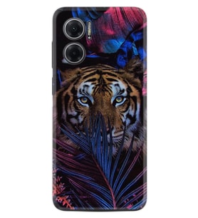 Xiaomi Redmi Note 11E Kılıf Resimli Desenli Baskılı Silikon Flowers Tiger 1319