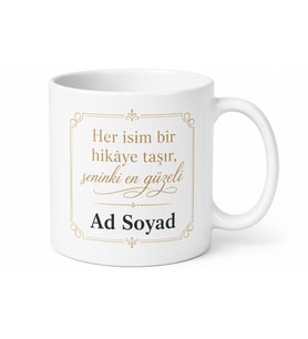 İsme Özel Baskılı Kupa Bardak Beyaz Zemin Kişiye Özel Hediye
