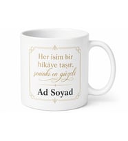 İsme Özel Baskılı Kupa Bardak Beyaz Zemin Kişiye Özel Hediye