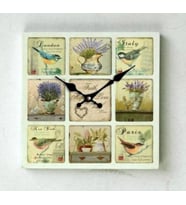 MUTFAK › AHŞAP SAATLER › Saatler-MB KARE MUHTELİF TEMALI DUVAR SAATİ-30*30*3,5 CM