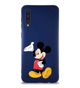 Samsung Galaxy A30S Soft Premier Kapak Mickey Mouse-C Tasarımlı Silikon Kılıf - Lacivert (Şeffaf)