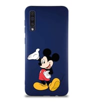 Samsung Galaxy A30S Soft Premier Kapak Mickey Mouse-C Tasarımlı Silikon Kılıf - Lacivert (Şeffaf)