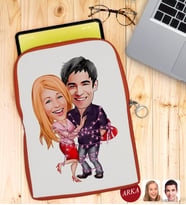 BK Gift Kişiye Özel Sevgililer Karikatürlü Taşınabilir Koruyucu Tablet Kılıfı & Organizer Çanta - Turuncu-2