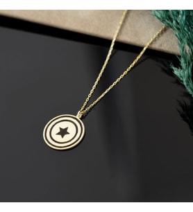 DKMN Gümüş Yuvarlak Yıldız Gümüş Kolye Kadın Gümüş Kolye (Gold)