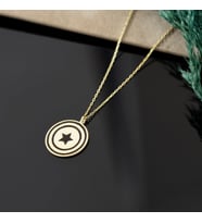 DKMN Gümüş Yuvarlak Yıldız Gümüş Kolye Kadın Gümüş Kolye (Gold)