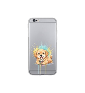 iPhone 6S Plus ile Uyumlu Splash Köpek Tasarımlı Şeffaf Silikon Kılıf