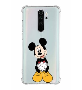 Xiaomi Redmi Note 8 Pro Köşe Korumalı Antişok Kapak Mickey Mouse Tasarımlı Şeffaf  Kılıf