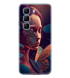 Infinix Hot 50 Pro 4G - Hot 50 4G Kılıf Boutique Baskılı Resimli Kelebek Kadın Pcode -075