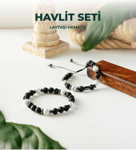 Luxtone Sertifikalı Havlit - Lavtaşı ve Hematit 2'li Bileklik Seti Erkek Takı  LX2110ST