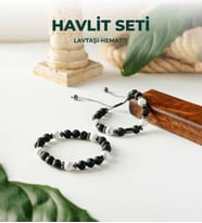 Luxtone Sertifikalı Havlit - Lavtaşı ve Hematit 2'li Bileklik Seti Erkek Takı  LX2110ST
