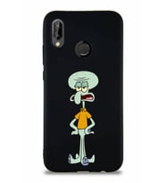 Huawei P20 Lite Soft Premier Kapak Squidward Dokunaç Tasarımlı Silikon Kılıf - Siyah (Şeffaf)