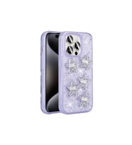 Apple iPhone 15 Pro Uyumlu Kılıf Airbagli Simli Arka Yüzey Zore Işıltı Silikon Kapak (Lila)