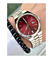 Premium Seri Özel Tasarım Lüks Seri Metal Kordon Classic Erkek Kol Saati-Bileklik Hediyeli (Bordo)