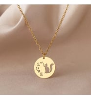 Kişiye Özel 925 Ayar Gümüş İsim Kedi Kolye (Gold)