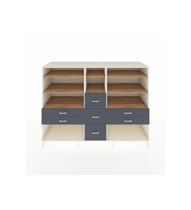 Kronos Dolap 8 Raflı 7 Çekmeceli  220x59x163 Aytaşı-Çam/Antrasit