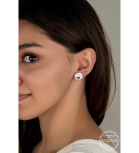 Swarovski Crystal Kadın Çivili 14 mm Gümüş Küpe