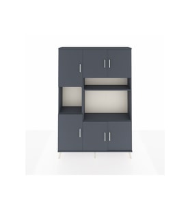 Arges Gardrop 9 Raflı 6 Kapaklı 132x30x195 Antrasit-Antrasit