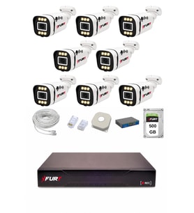 FURY IP 8 Kameralı 1080P Sesli 6 Warm LED Renkli Gece Görüşlü Güvenlik Kamera Sistemi 500GB 1606