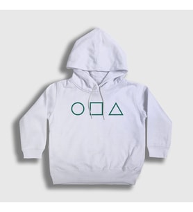 Presmono Unisex Çocuk Beyaz Green Symbols Squid Game Kapüşonlu Sweatshirt 260378tt (Beyaz)