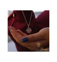 Kırmızı Küçük Haç Kolye, Kudüs Haçı Kolye, Miks Taşlı Haç, Jerusalem Gümüş Kolye, Hristiyan Kolyesi (Gümüş)