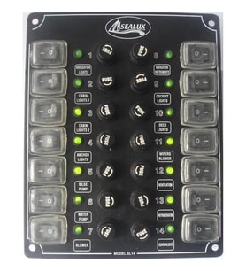 14 ANAHTARLI İZOLELİ KÜÇÜK EBATLI SWITCH PANEL / TEKNE ve KARAVAN SİGORTA PANELİ / ELEKTRİK KUMANDA PANELİ