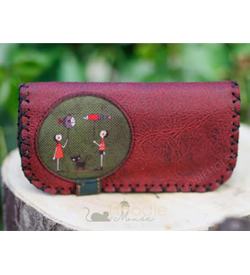 Balon Tutan Kız Figürlü Büyük Cüzdan Etnik Bohem Retro Vintage Style - BORDO