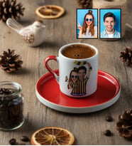 Kişiye Özel Karikatürlü Sarı Lacivert Taraftar Sevgiliye Hediye Türk Kahvesi Fincanı Sevgililer Günü Hediyesi