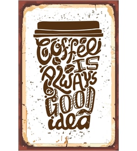 Çay ve Kahve Tasarımlı Ahşap Poster