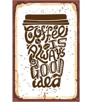 Çay ve Kahve Tasarımlı Ahşap Poster