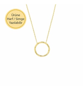 14k Sade Altın Geometrik Halka Kolye