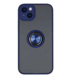 iPhone 14 Kılıf Montreal Yüzüklü Silikon Kapak - Lacivert
