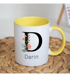 Kişiye Özel D Baş Harf ve İsimli Kupa Bardak