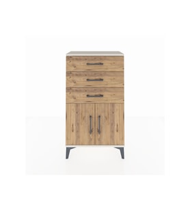 Arges Komodin Tek Raflı 3 Çekmeceli 2 Kapaklı 60x30x106 Aytaşı-Çam