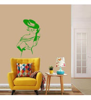 Şapkalı Kadın Büyük Boy Dekoratif Duvar Sticker, Çıkartma, Etiket Yeşil