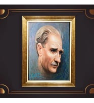 Özel Seri Paspartulu Çerçeveli Atatürk Tablo l576 (Gold)