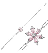925 Ayar Gümüş Pembe Lotus Çiçeği Kadın Bileklik
