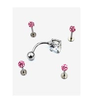 Renkli Taşlı Çelik 5 Adet Kaş Tragus Piercing