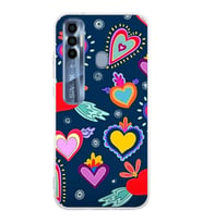 PrintiFy Tecno Spark 7 Pro ile Uyumlu 1mm Slim Fit Retro Renkler 3 Baskılı Şeffaf  Kılıf
