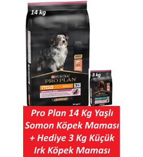Pro Plan 14 Kg Yaşlı Somon Köpek Maması + Hediye 3 Kg Küçük Irk Köpek Maması