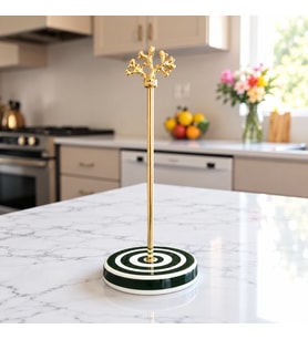 Kağıt Havluluk Rulo Peçetelik Mutfak Aksesuarı Seramik Yeşil Klasik Zebra Gold - Feray Home