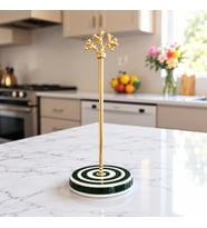 Kağıt Havluluk Rulo Peçetelik Mutfak Aksesuarı Seramik Yeşil Klasik Zebra Gold - Feray Home