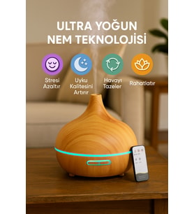 550 ml Ahşap Görünümlü Aroma Difüzörü, Led ve Zamanlayıcı ile