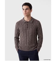 LC WAIKIKI Kahverengi Polo Yaka Desenli Erkek Triko Kazak