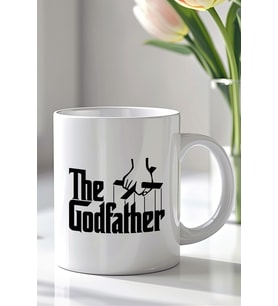 The God Father Tasarımlı 330ml Baskılı Beyaz Seramik Kupa Bardak