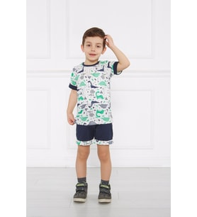 Erkek Çocuk Dinozor Yazlık Takım -  Unisex Tişört Şort İkili Bebek Kombin (Desenli)