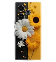 Pova 6 Pro (LI9) Kılıf Boutique Baskılı Resimli Sarı Beyaz Çiçek Pcode -044
