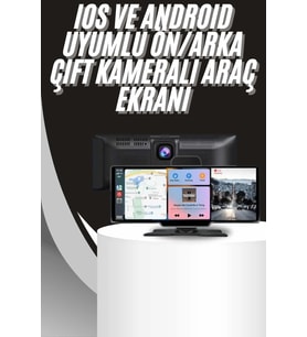 4k 10.2 İnç Çift Kameralı Araç Multimedya Ekranı Carplay Kablosuz Tüm Cihazlara Uyumlu