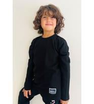Breeze Girls & Boys Erkek Çocuk Uzun Kollu Tişört Armalı 8-14 Yaş, Siyah