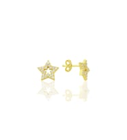 Gümüş altın yaldızlı zirkon taşlı yıldız küpe SGTL12659GOLD
